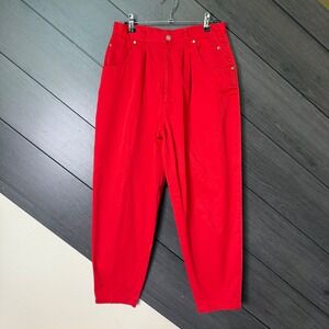 Gitano Women's High Rise Tapered Pants Red Vintage Size 12 Short Mom Jeans